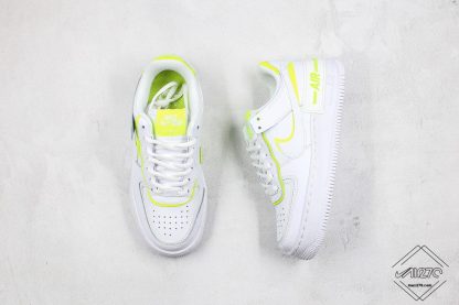 Nike Air Force 1 Shadow White Lemon Venom Volt tongue
