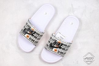 Nike Benassi JDI Just Do it White Print Slide Black