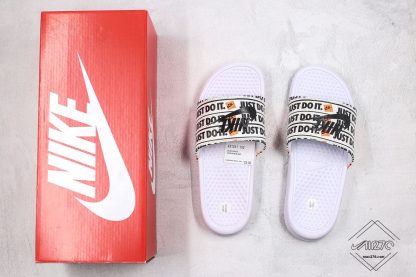 Nike Benassi JDI Just Do it White Print Slide Black free shipping