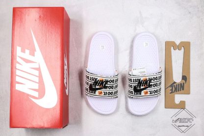 Nike Benassi JDI Just Do it White Print Slide Black with box