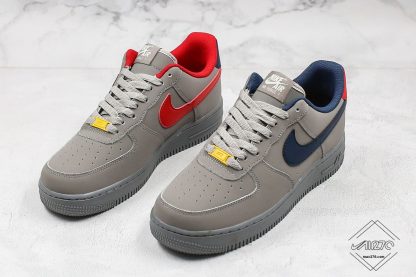 buy Nike Air Force 1 Dark Grey Black Red Swoosh