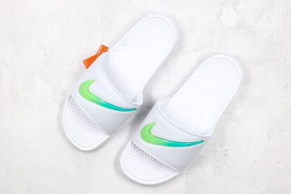 Nike Benassi Sandal White Green Swoosh