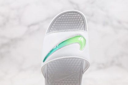 Nike Benassi Sandal White Green Swoosh for sale