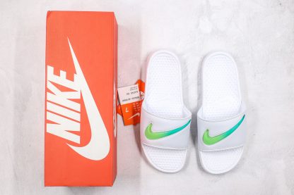 Nike Benassi Sandal White Green Swoosh upper