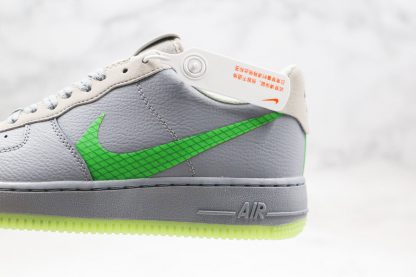 Air Force 1 Low Wolf Grey Ghost Green swoosh