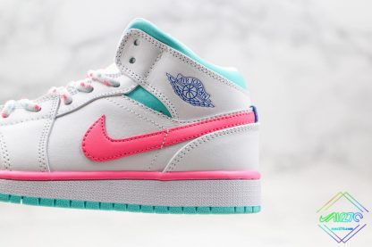 GS Jordan 1 Mid White Pink Green Soar wing