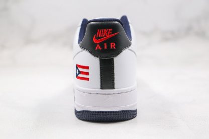 2020 Nike Air Force 1 Puerto Rico True White Obsidian-Comet Red Heel