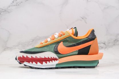 A Bathing APE x Sacai x Nike LDV Waffle Daybreak Orange Green