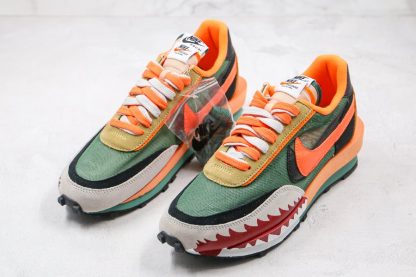 A Bathing APE x Sacai x Nike LDV Waffle Daybreak Orange Green Front