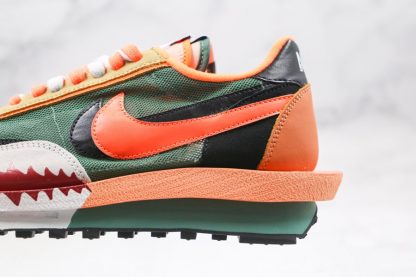 A Bathing APE x Sacai x Nike LDV Waffle Daybreak Orange Green Panel