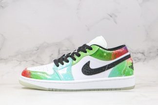 Air Jordan 1 Low Galaxy White Black-Lucky Green