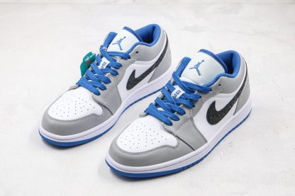 Air Jordan 1 Low White True Blue-Cement Grey-Black 553558-103 Front