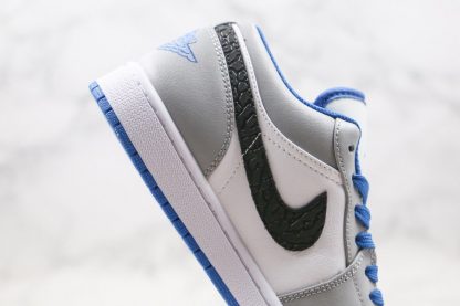 Air Jordan 1 Low White True Blue-Cement Grey-Black 553558-103 Medial