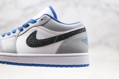 Air Jordan 1 Low White True Blue-Cement Grey-Black 553558-103 Panel