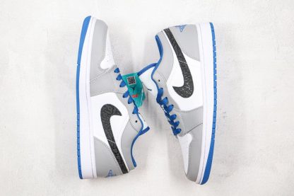 Air Jordan 1 Low White True Blue-Cement Grey-Black 553558-103 Top