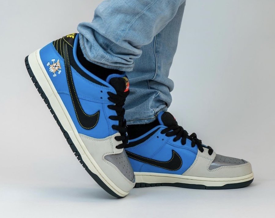 Instant Skateboards x Nike SB Dunk Low Blue On Feet