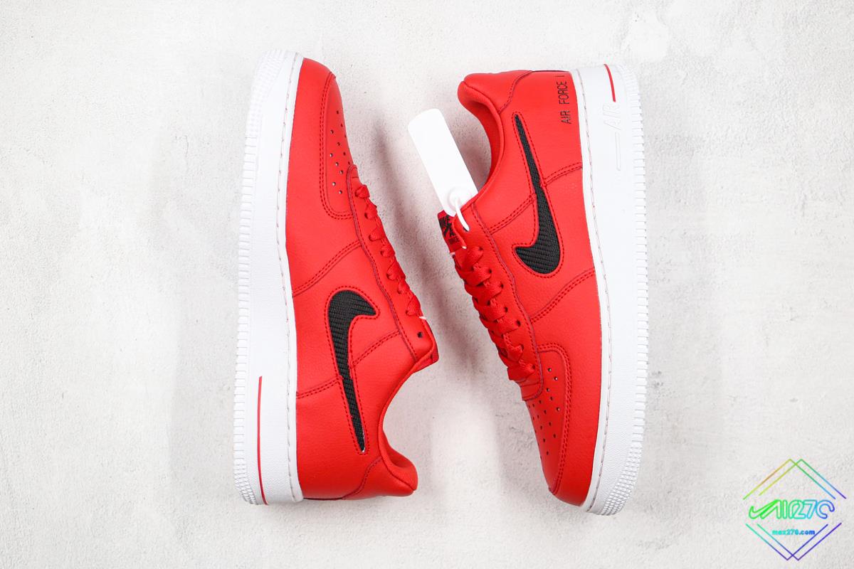 Nike Air Force 1 Low Cut Out Swoosh Red Black Men's - CZ7377-600 - US