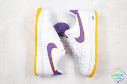 Nike Air Force 1 Lakers White Purple Yellow swooshes