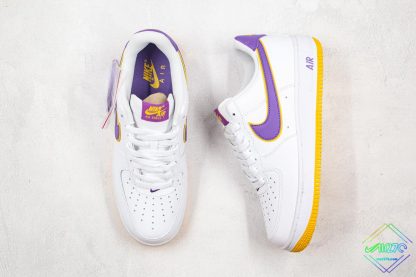 Nike Air Force 1 Lakers White Purple Yellow tongue