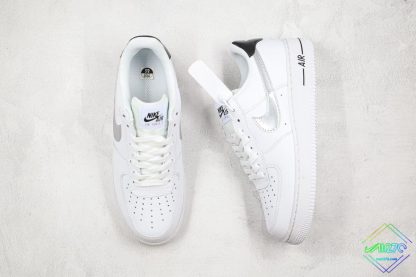 Nike Air Force 1 Low White Black Metallic Silver tongue