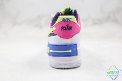 Nike Air Force 1 Shadow White Sapphire Barely Volt heel