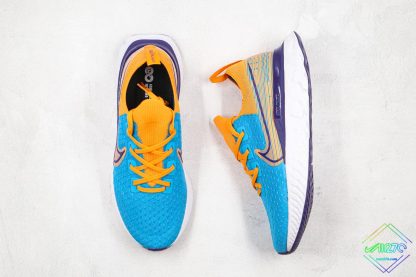 Nike Epic React Infinity Run Flyknit Blue Yellow tongue