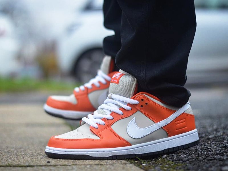 Nike SB Dunk Low Orange Box On Feet