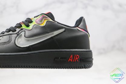 Nike Air Force 1 React Black Habanero Red silver swoosh