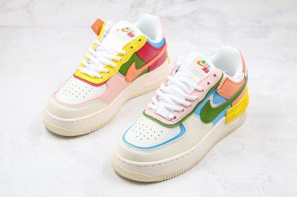 Nike Air Force 1 Shadow Beige Pink Blue Yellow Front