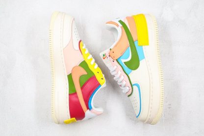 Nike Air Force 1 Shadow Beige Pink Blue Yellow Top