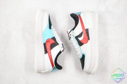 Nike Air Force 1 Shadow Bleached Aqua red swoosh