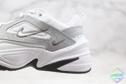 Nike M2K Metallic Silver Glitter double swoosh