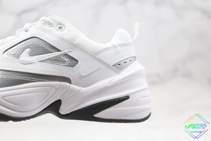 Nike M2K Tekno White Metallic Silver Black heel