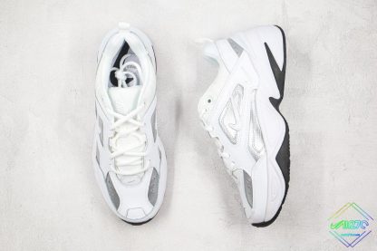 Nike M2K Tekno White Metallic Silver Black tongue