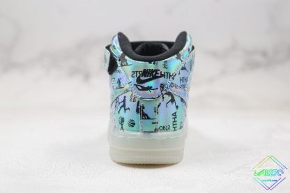 Kids Nike Air Force 1 High Light Up Turquoise heel