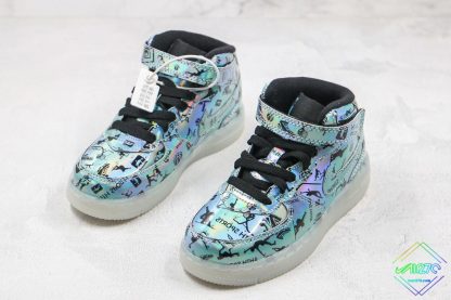 Kids Nike Air Force 1 High Light Up Turquoise sneaker