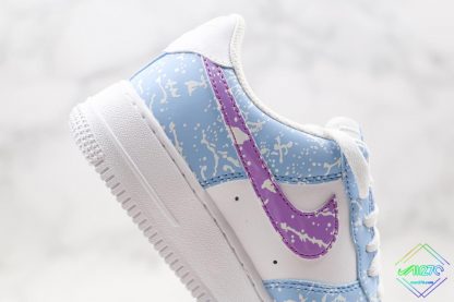 Nike Air Force 1 Blue Paint Splatte Purple swoosh