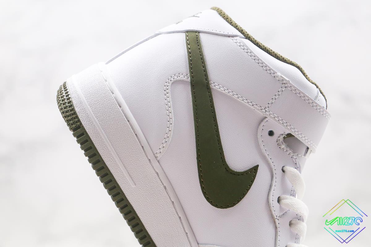 Nike Air Force 1 Mid White Army Green