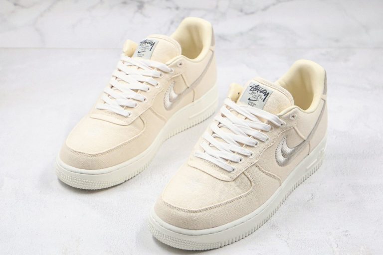 stussy x nike air force 1 fossil stone