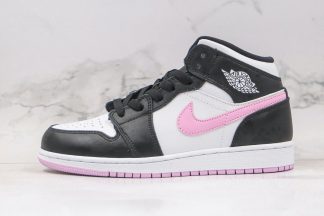 GS Jordan 1 Mid White Black Light Arctic Pink