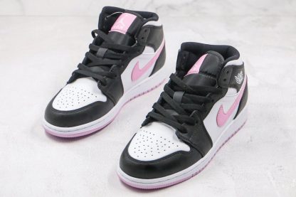 GS Jordan 1 Mid White Black Light Arctic Pink tongue