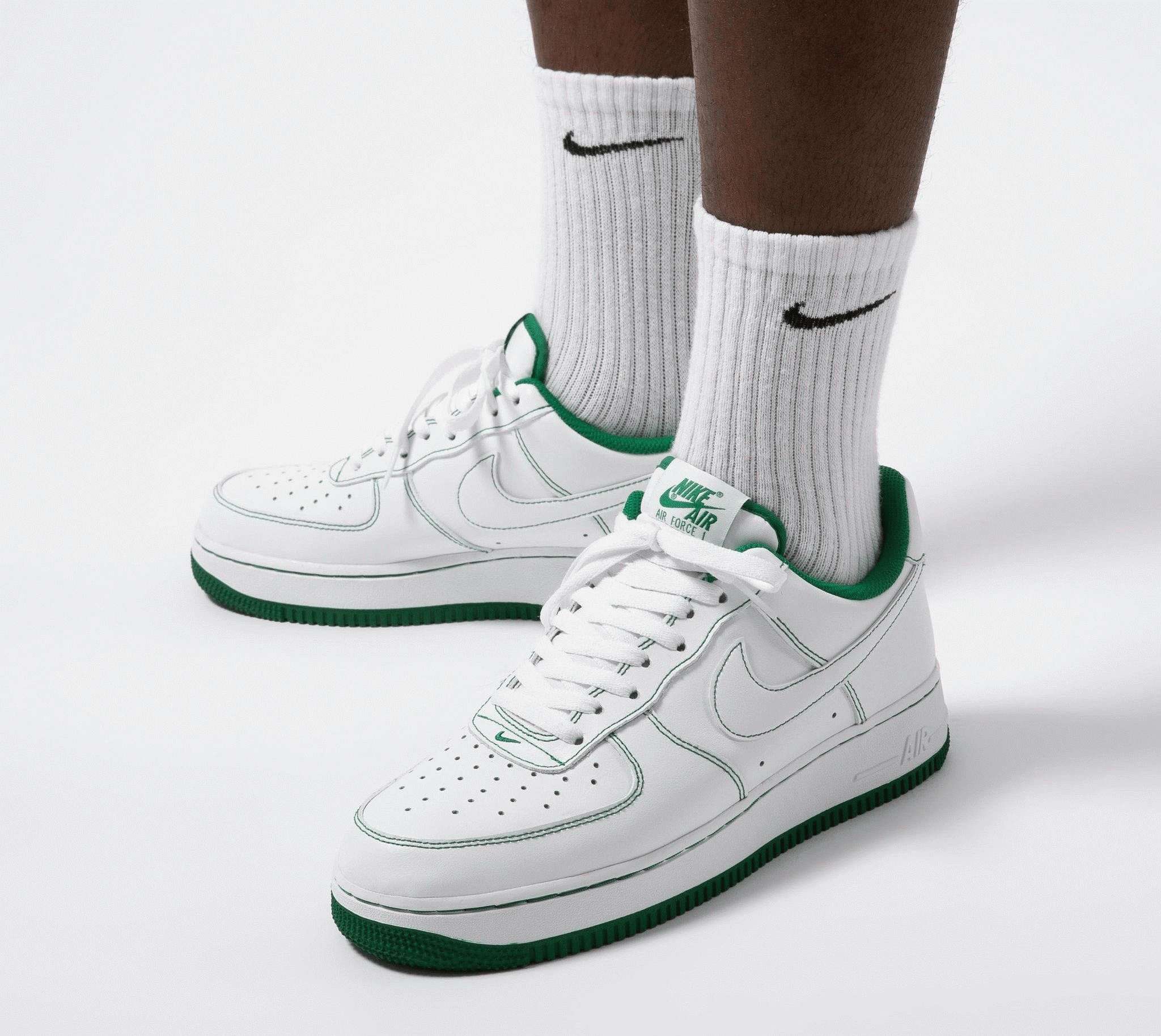NK Air Force One Low White Pine Green on feet look