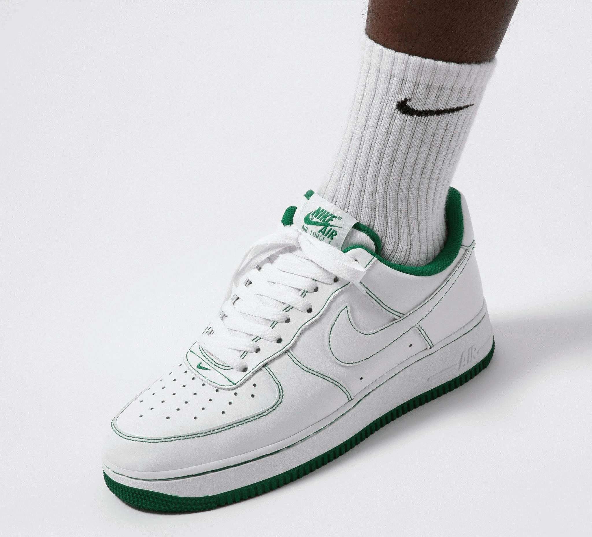 NK Air Force One Low White Pine Green on feet