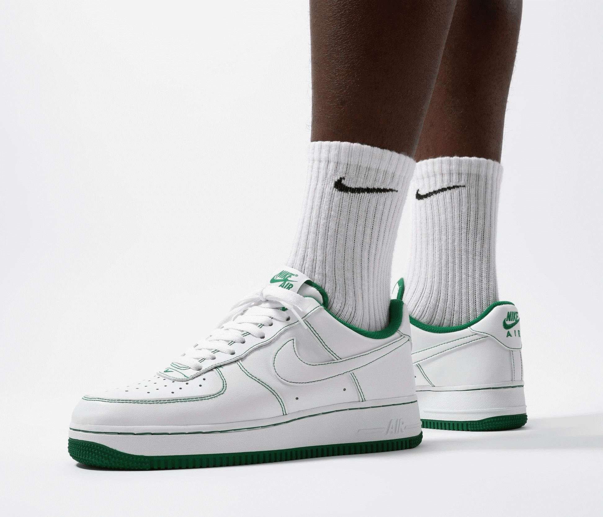 on feet look at NK Air Force One Low White Pine Green