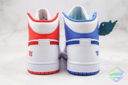 Air Jordan 1 Mid GS 85 White Red Royal Blue Heel