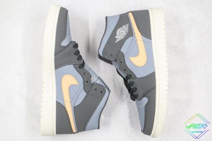 Air Jordan 1 Mid Grey Onyx light tan swoosh