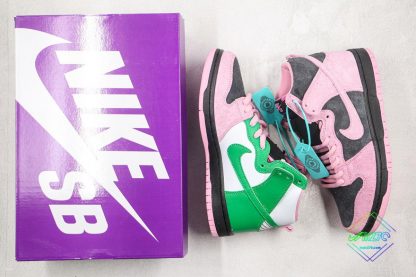 Nike SB Dunk High Invert Celtics pink and green