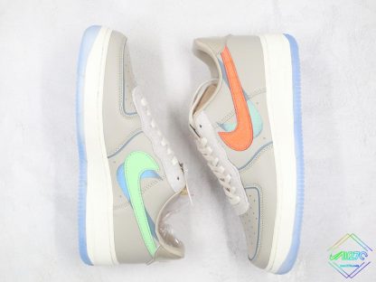 Air Force1 Low 07 Sail Grey Orange tongue