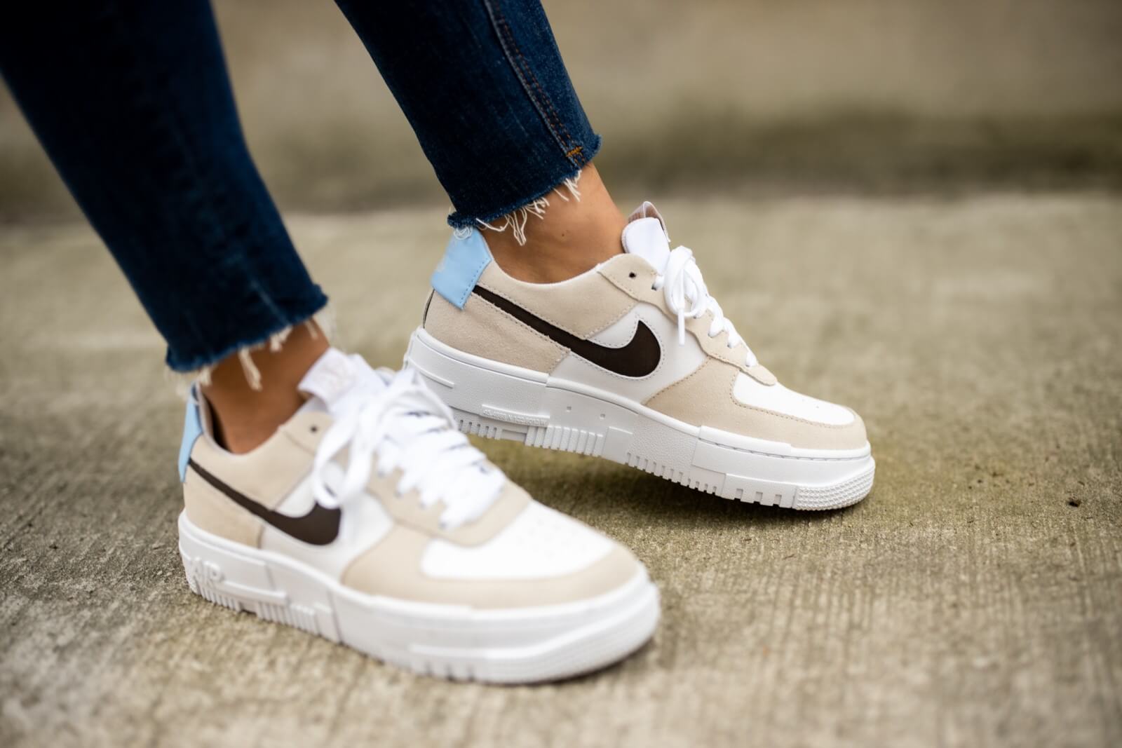 Nike Air Force 1 Pixel SE Desert Sand on foot