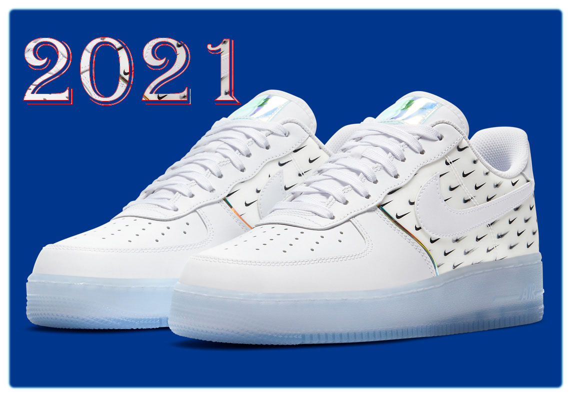 White Nike Air Force 1 Covered In Mini Swooshes